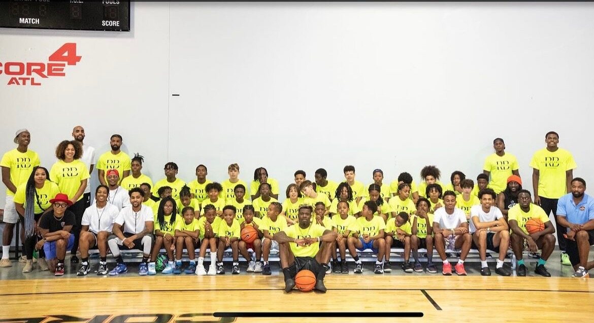 Large community basketball camp group